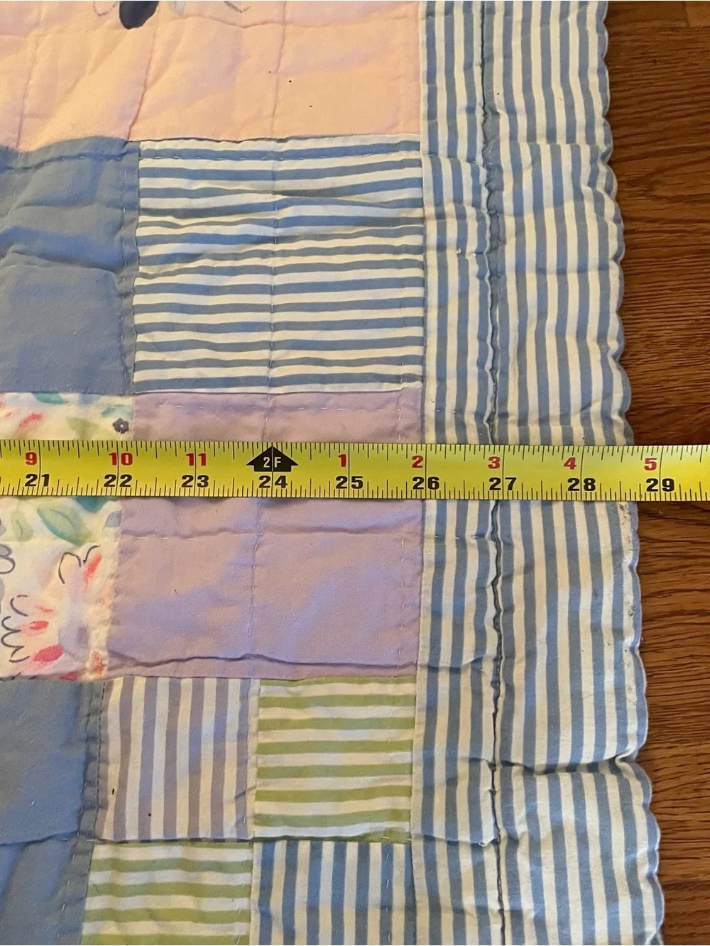 Vintage Chaps Patchwork Quilted Pillow Sham Standard Pastel Cottage Core 2 Sided